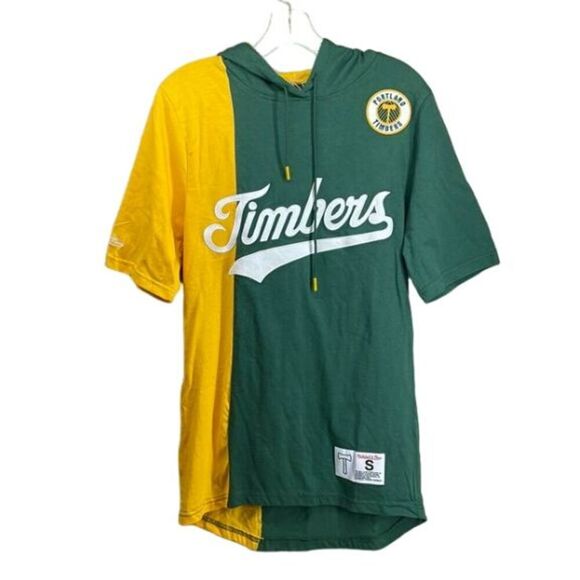 New Mitchell & Ness Men's Portland Timbers Retro Soccer Short‎ Sleeve Hoodie Sm - Picture 1 of 12